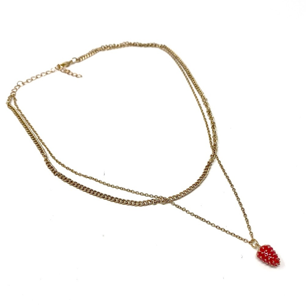 New Free People Strawberry Fields Layered Necklace Gold - Picture 3 of 5
